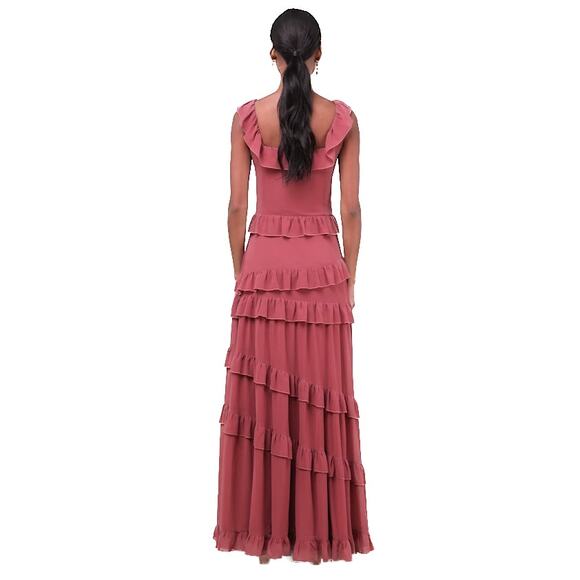 Lulus Compelling Romantic Rusty Rose Ruffled Tiered Maxi Dress Size S - Picture 9 of 11